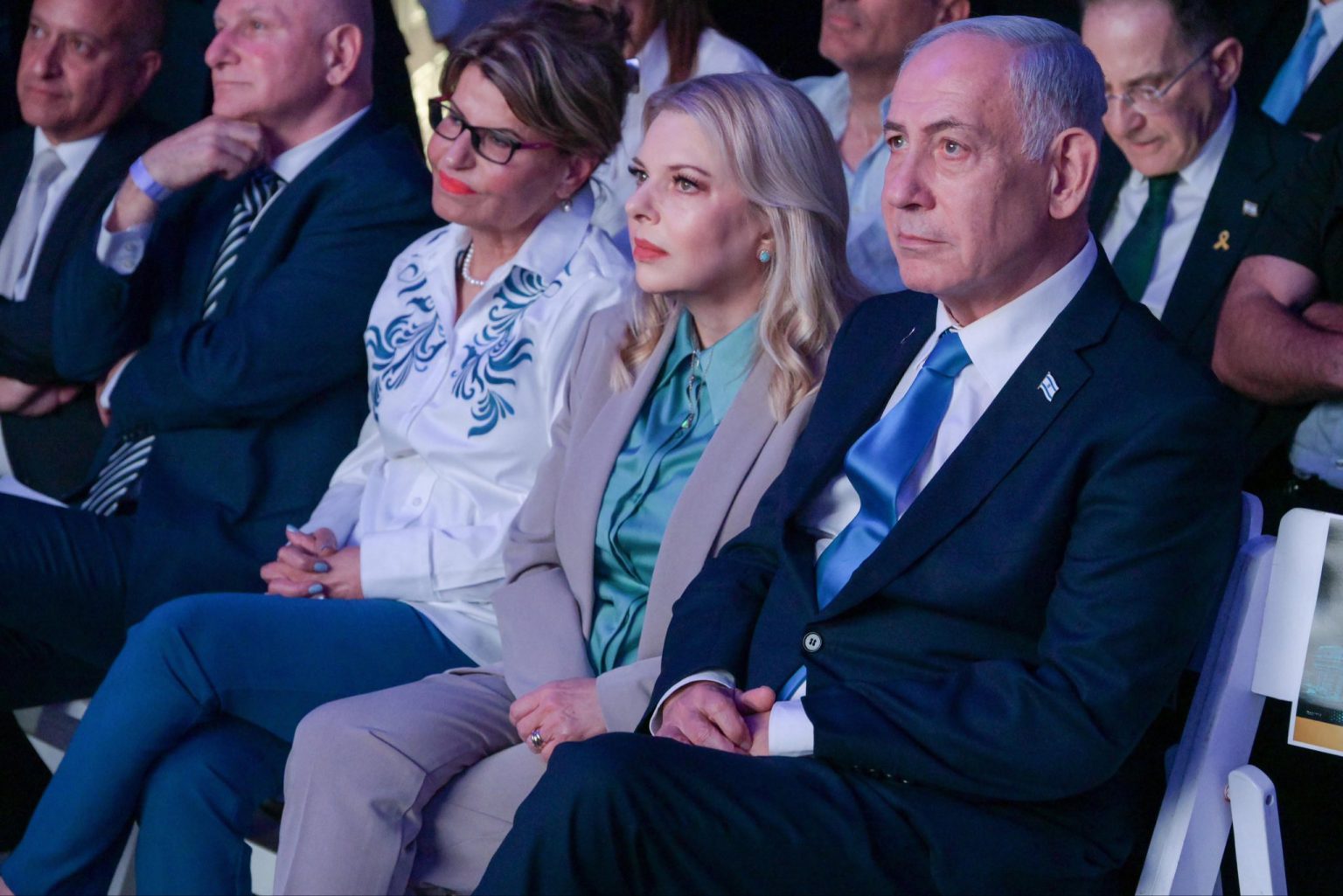 Israeli Prime Minister Benjamin Netanyahu and his wife, Sarah, seated together at the new rehabilitation center’s opening ceremony in Jerusalem.