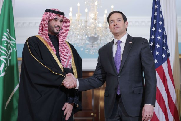 Saudi Defense Minister Prince Khalid bin Salman and Secretary of State Marco Rubio in Washington