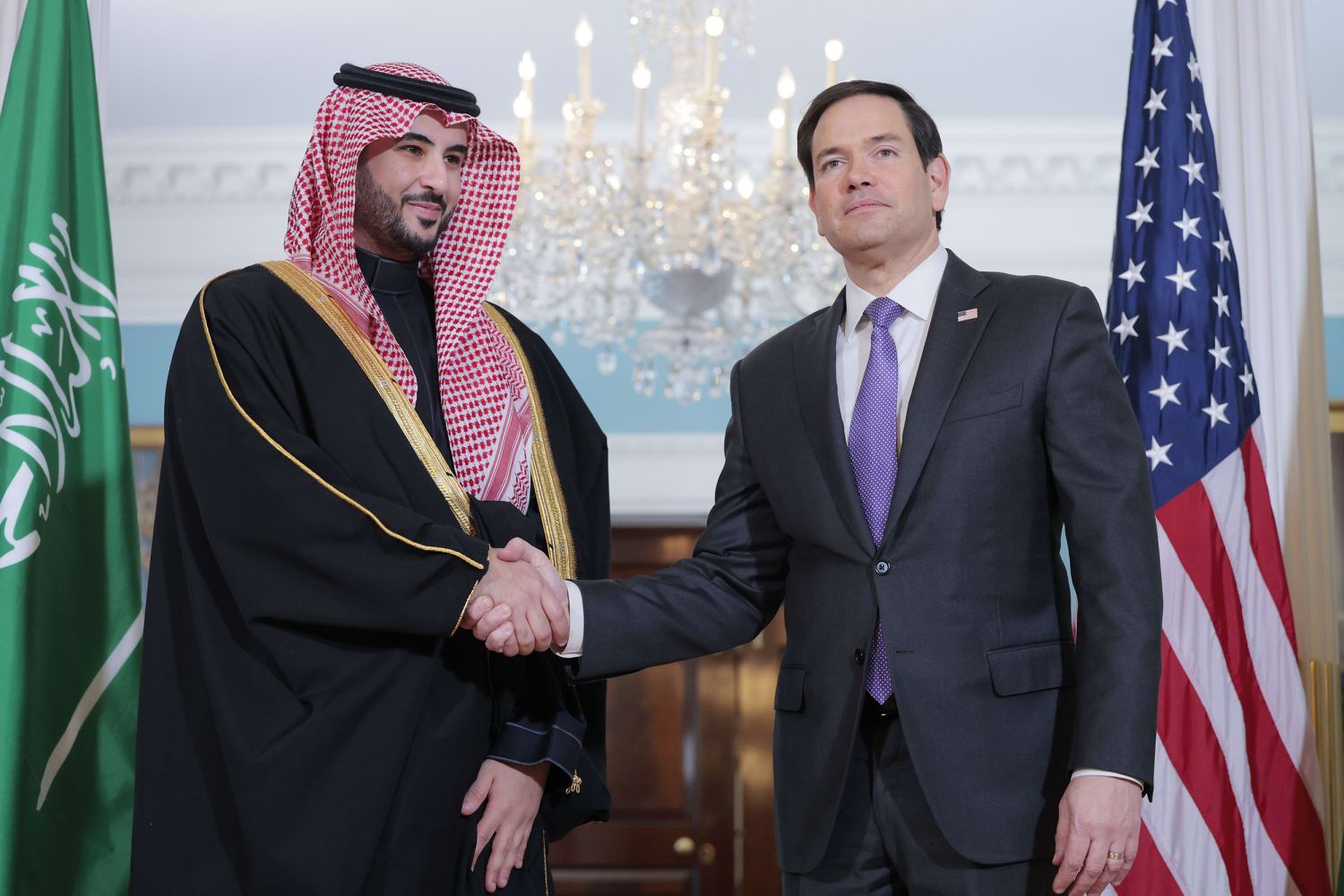 Saudi Defense Minister Prince Khalid bin Salman and Secretary of State Marco Rubio in Washington